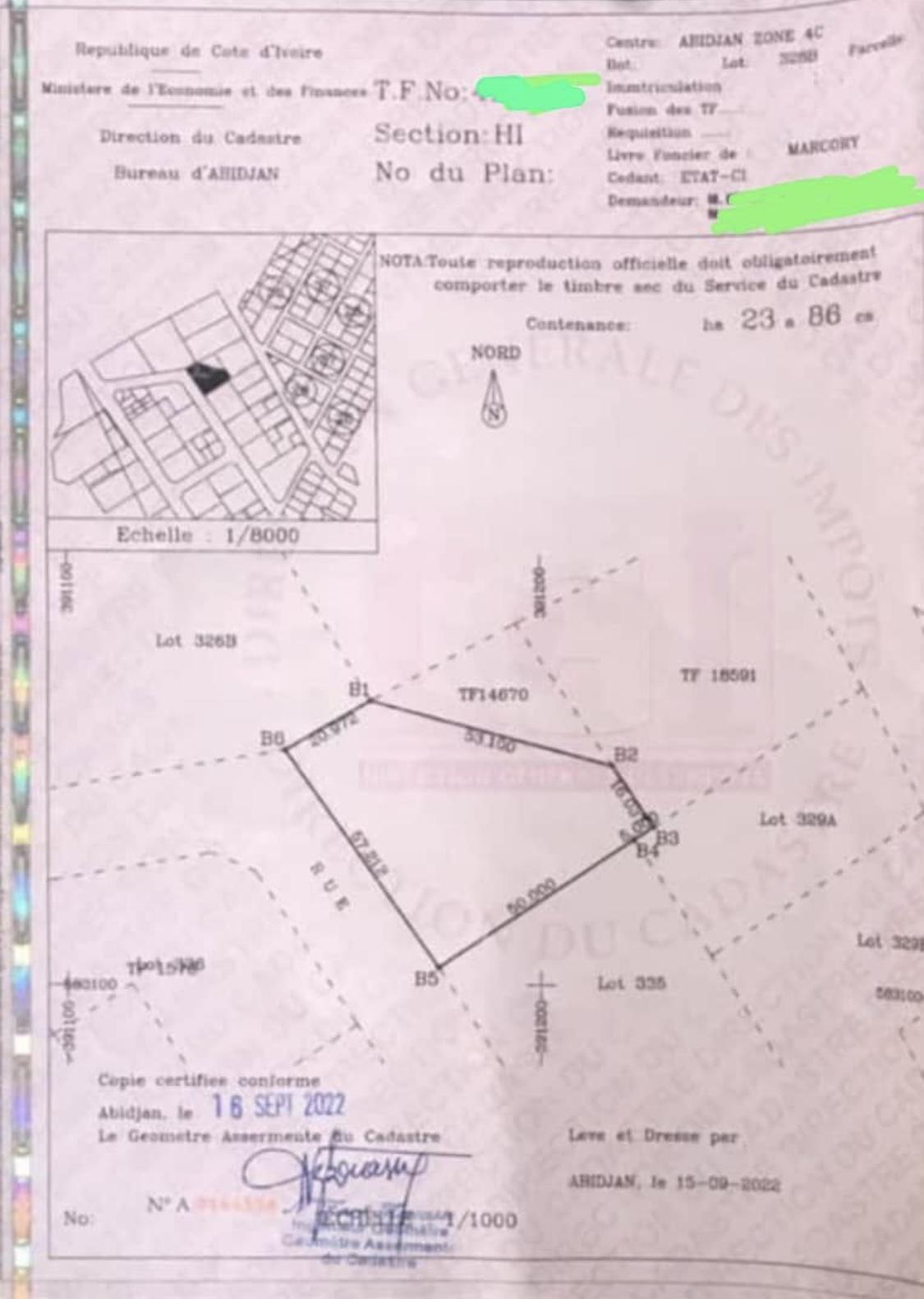 Vente d'un Terrain : Marcory (Zone 4 BIEtry )