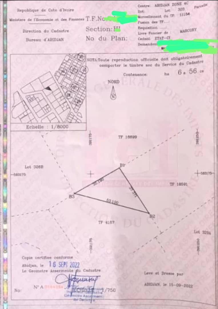 Vente d'un Terrain à 1.200.000.000 FCFA  : Abidjan-Marcory (Zone 4 BIEtry )