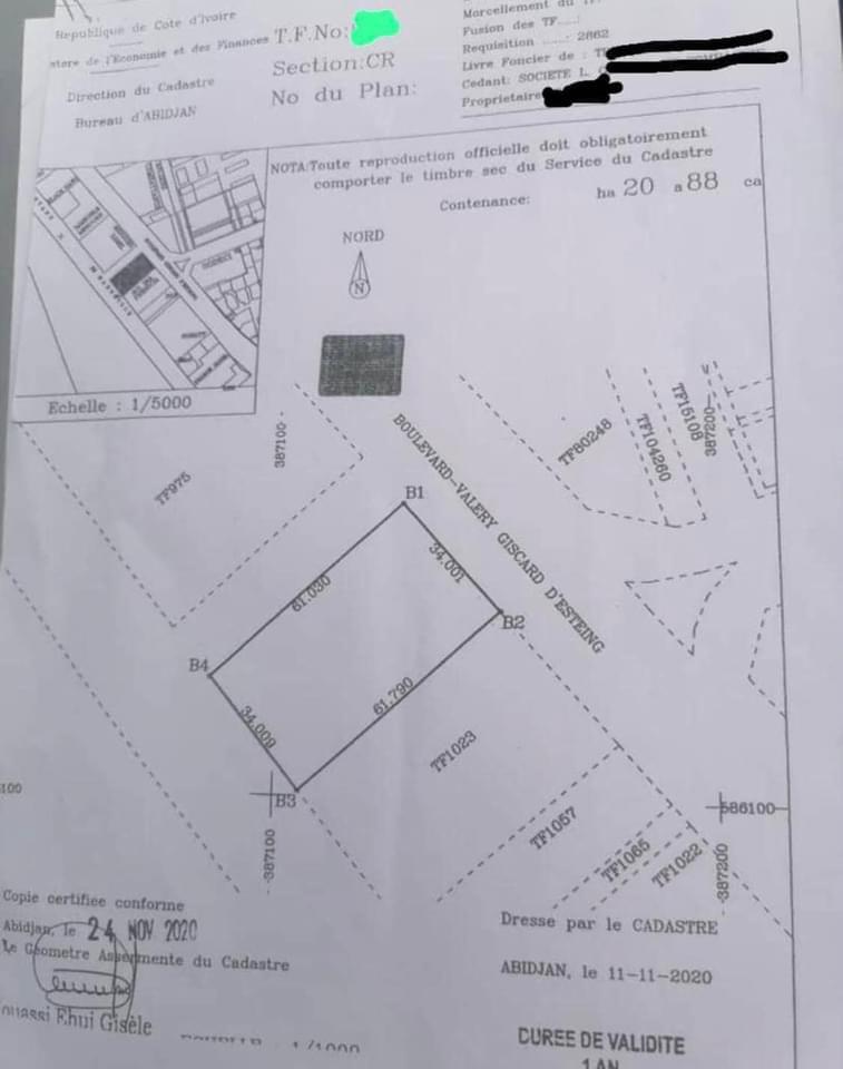 Vente d'un Terrain à 1.100.000 FCFA  : Abidjan-Treichville (VGE )