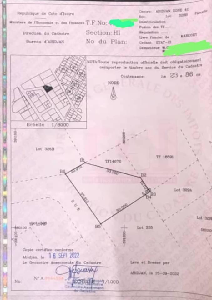 Vente d'un Terrain à 1.200.000 FCFA  : Abidjan-Marcory (Zone 4 )