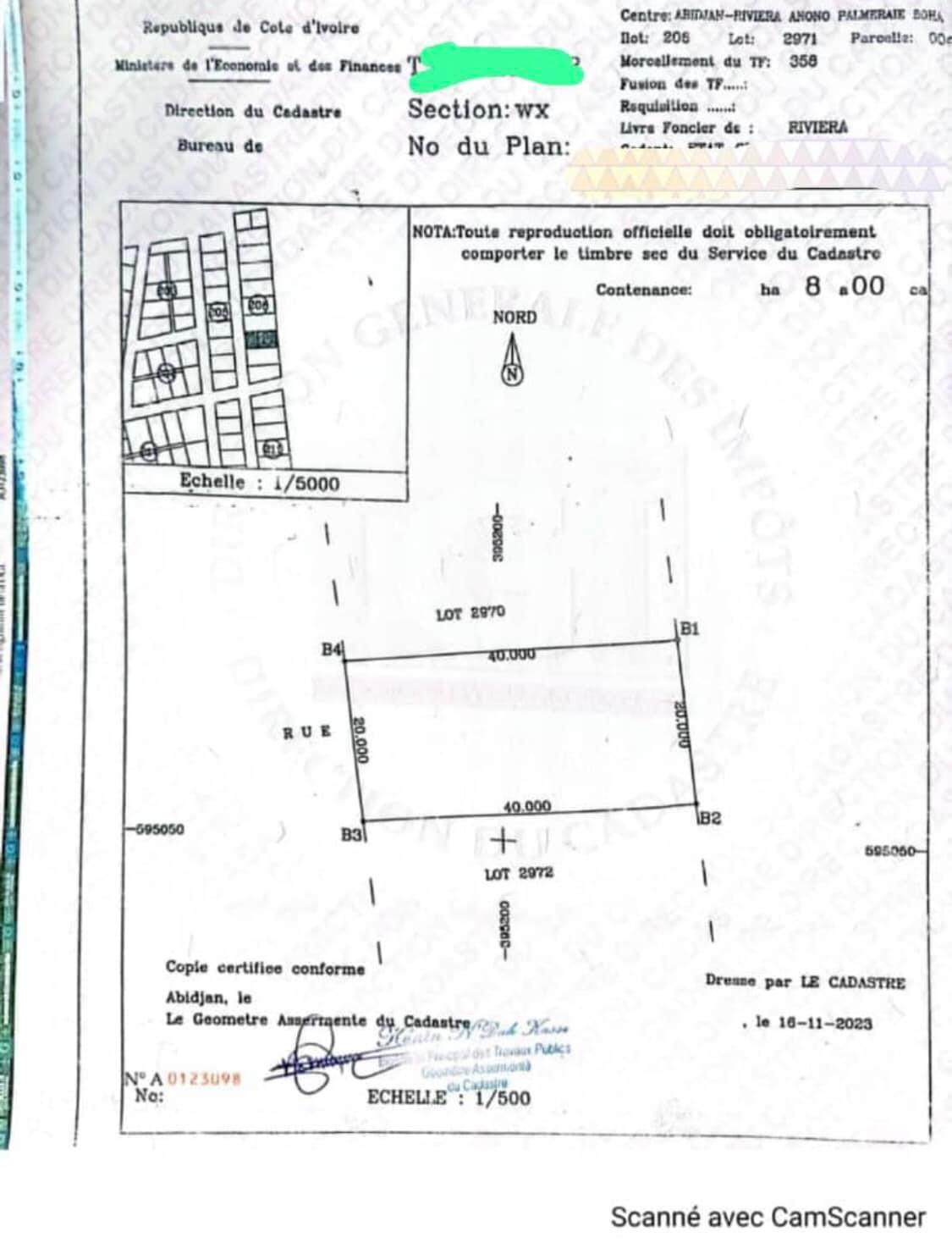 Vente d'un Terrain : Abidjan-Cocody-Angré (Angre chu )